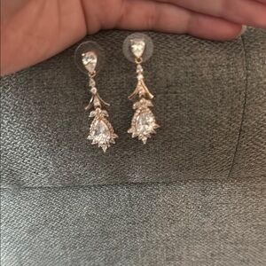 Gold Teardrop Crystal Earrings with Cascading Design